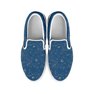 Cosmic Constellation Pattern Print White Slip On Shoes