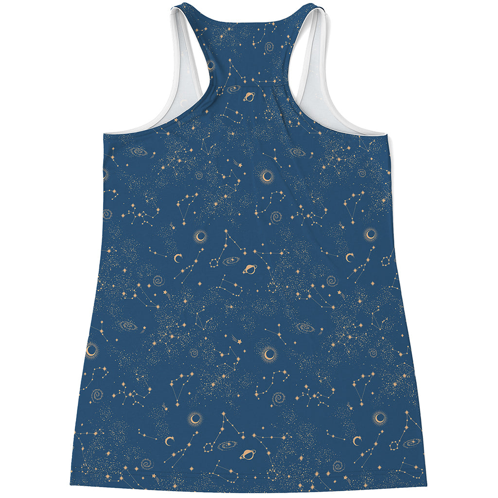 Cosmic Constellation Pattern Print Women's Racerback Tank Top