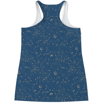 Cosmic Constellation Pattern Print Women's Racerback Tank Top
