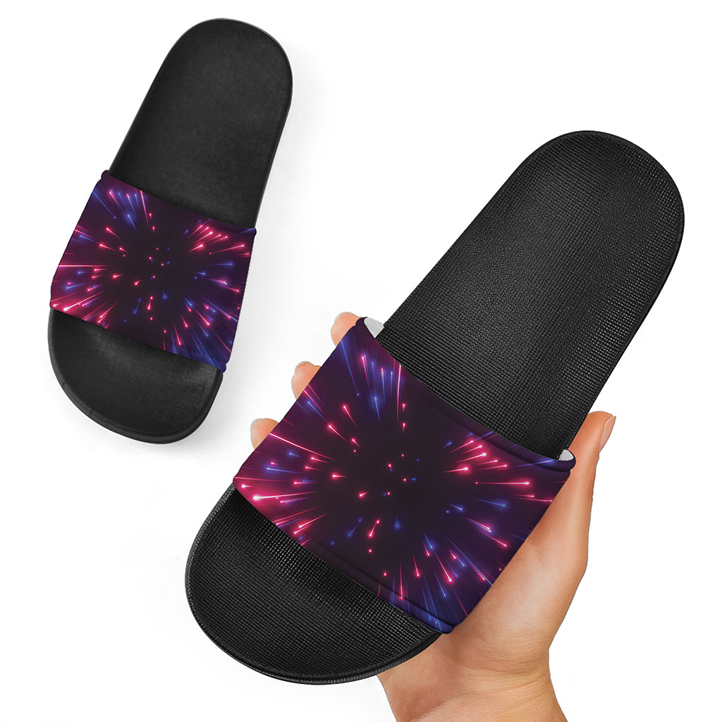 Cosmic Hyperspace Print Black Slide Sandals