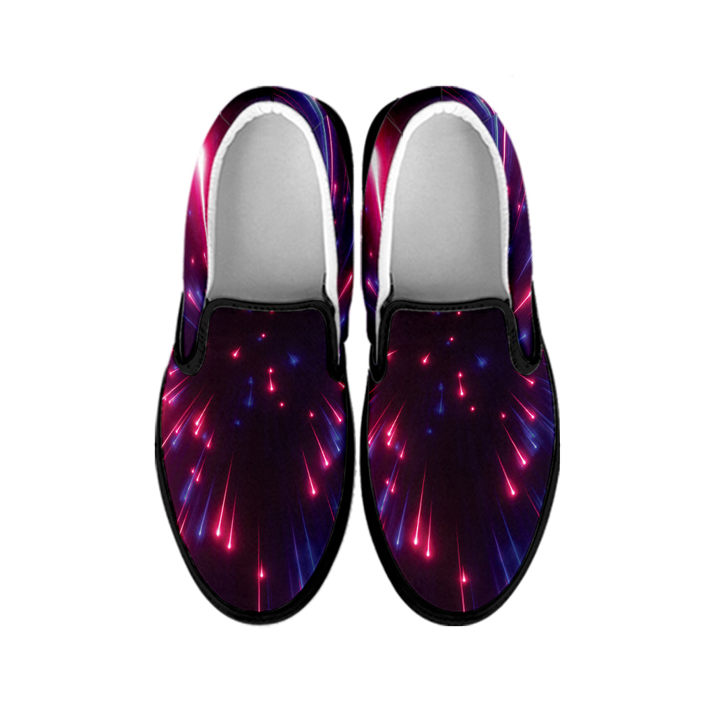 Cosmic Hyperspace Print Black Slip On Shoes