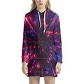 Cosmic Hyperspace Print Pullover Hoodie Dress