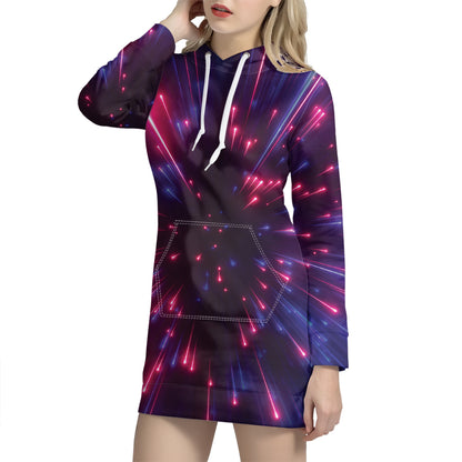 Cosmic Hyperspace Print Hoodie Dress