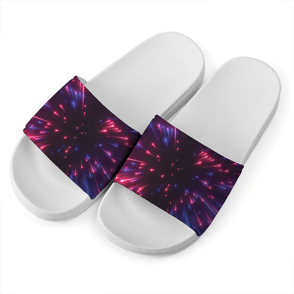 Cosmic Hyperspace Print White Slide Sandals