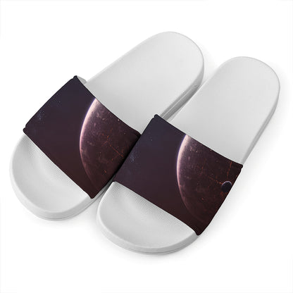 Cosmic Space Print White Slide Sandals