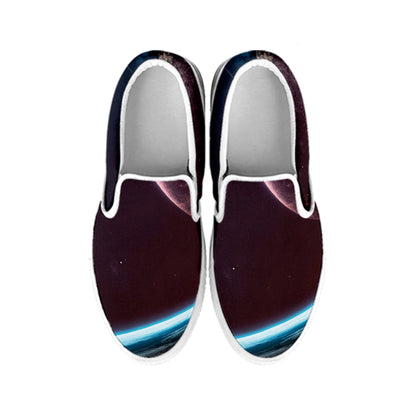 Cosmic Space Print White Slip On Shoes