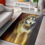 Cosmic Wolf Portrait Print Area Rug