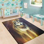 Cosmic Wolf Portrait Print Area Rug