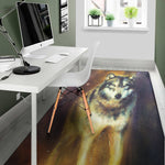 Cosmic Wolf Portrait Print Area Rug