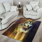 Cosmic Wolf Portrait Print Area Rug