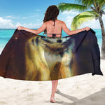Cosmic Wolf Portrait Print Beach Sarong Wrap