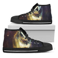 Cosmic Wolf Portrait Print Black High Top Sneakers