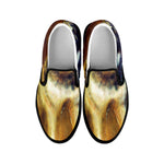 Cosmic Wolf Portrait Print Black Slip On Shoes
