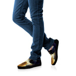 Cosmic Wolf Portrait Print Black Slip On Shoes
