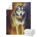 Cosmic Wolf Portrait Print Blanket