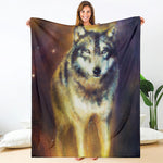 Cosmic Wolf Portrait Print Blanket