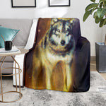 Cosmic Wolf Portrait Print Blanket