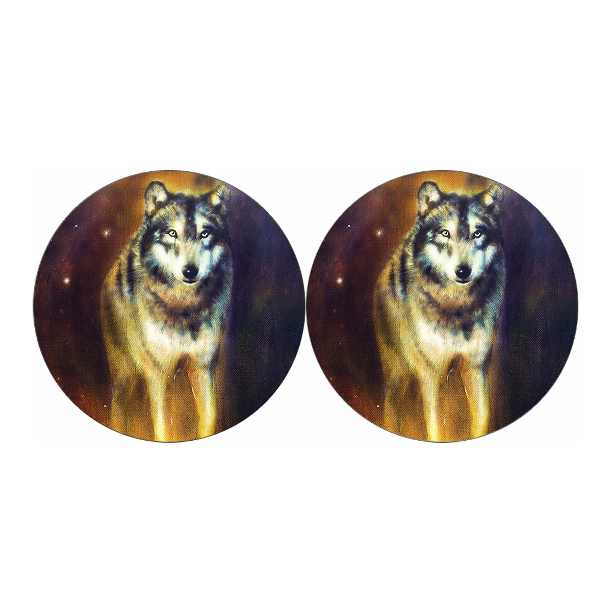 Cosmic Wolf Portrait Print Car Coasters