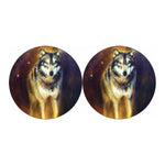 Cosmic Wolf Portrait Print Car Coasters