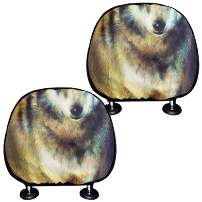 Cosmic Wolf Portrait Print Car Headrest Covers