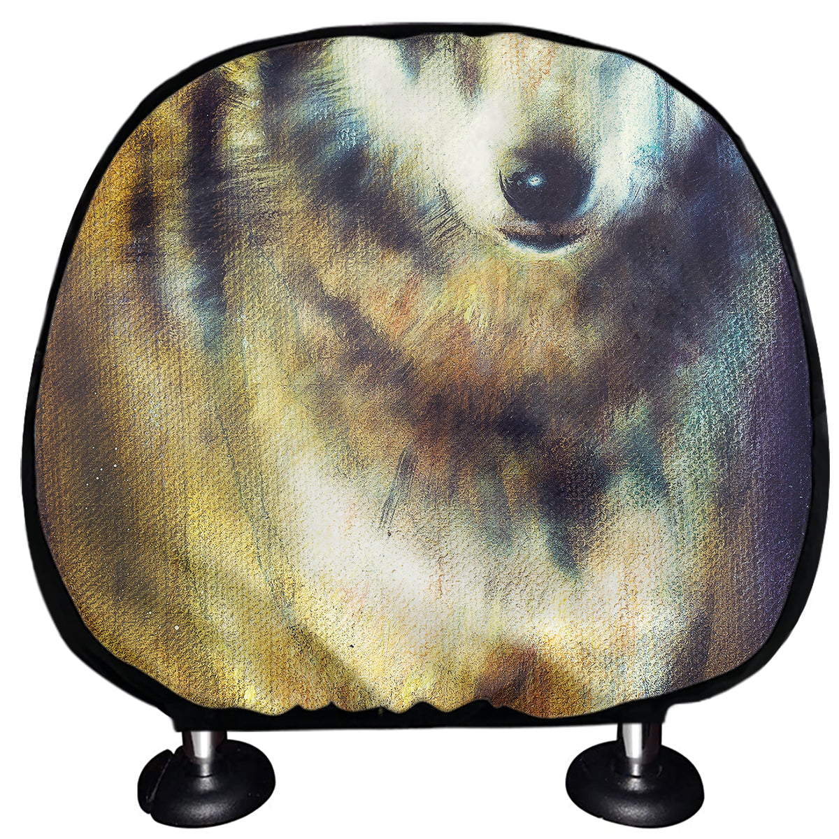 Cosmic Wolf Portrait Print Car Headrest Covers