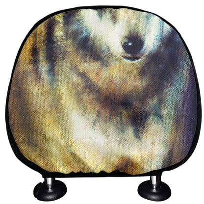 Cosmic Wolf Portrait Print Car Headrest Covers