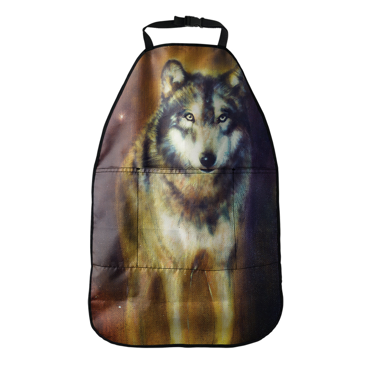 Cosmic Wolf Portrait Print Car Seat Organizers