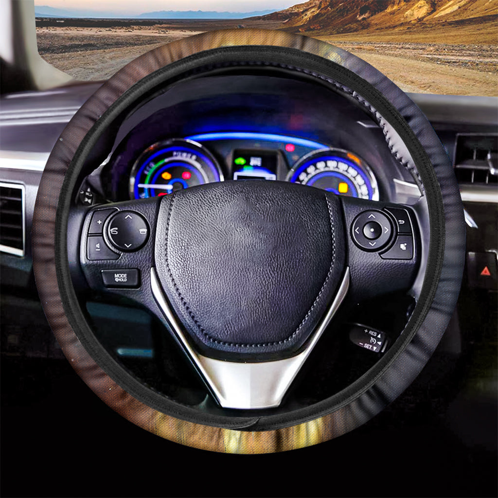 Cosmic Wolf Portrait Print Car Steering Wheel Cover