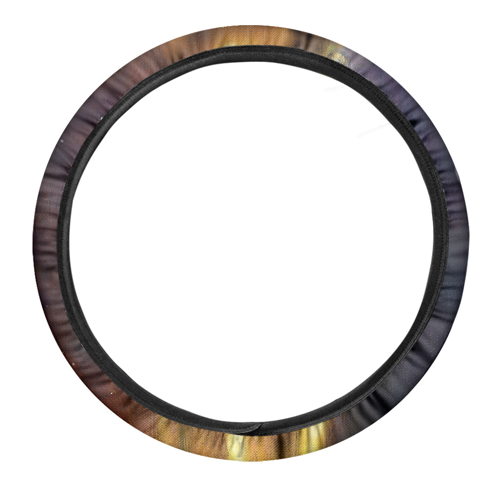 Cosmic Wolf Portrait Print Car Steering Wheel Cover