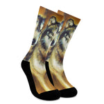 Cosmic Wolf Portrait Print Crew Socks