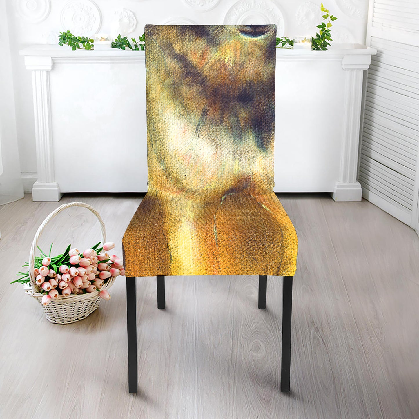 Cosmic Wolf Portrait Print Dining Chair Slipcover
