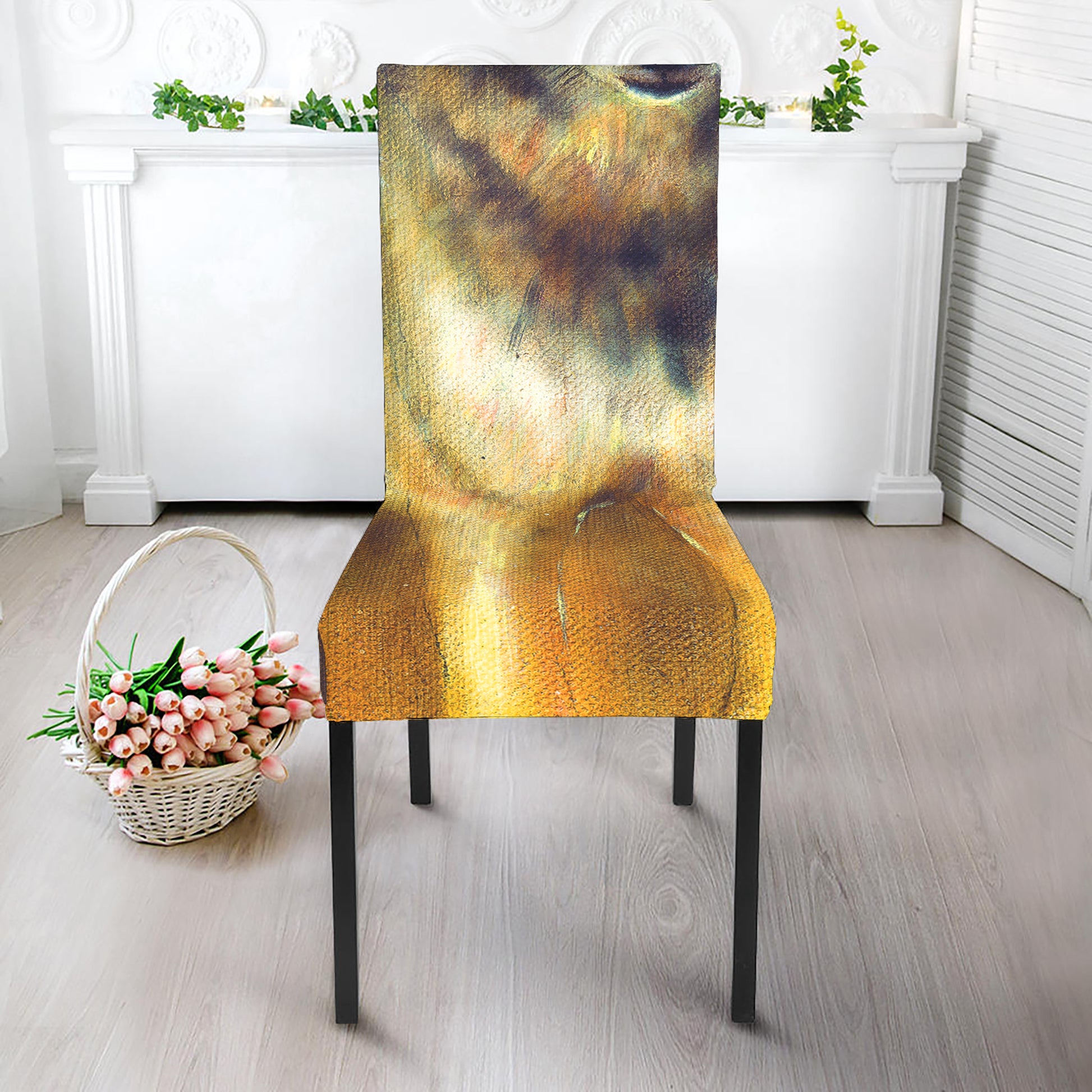 Cosmic Wolf Portrait Print Dining Chair Slipcover
