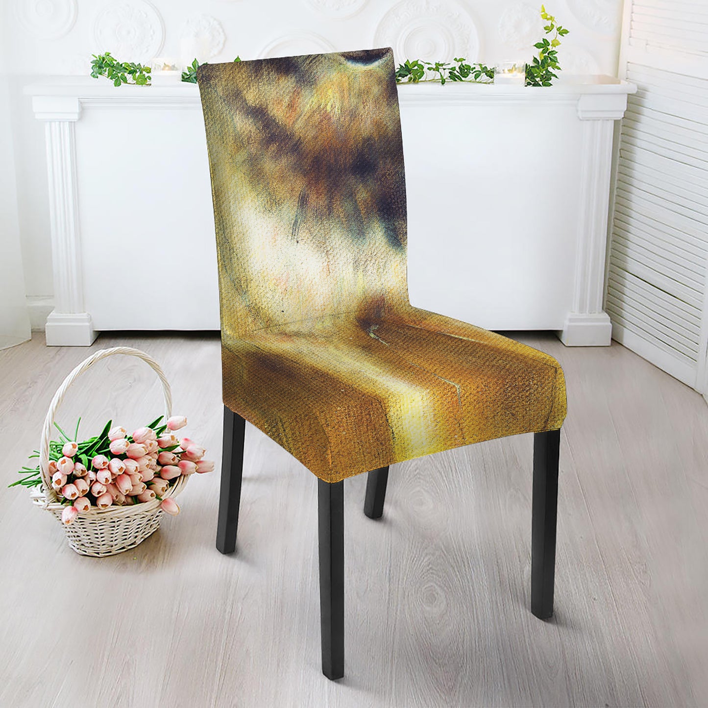 Cosmic Wolf Portrait Print Dining Chair Slipcover