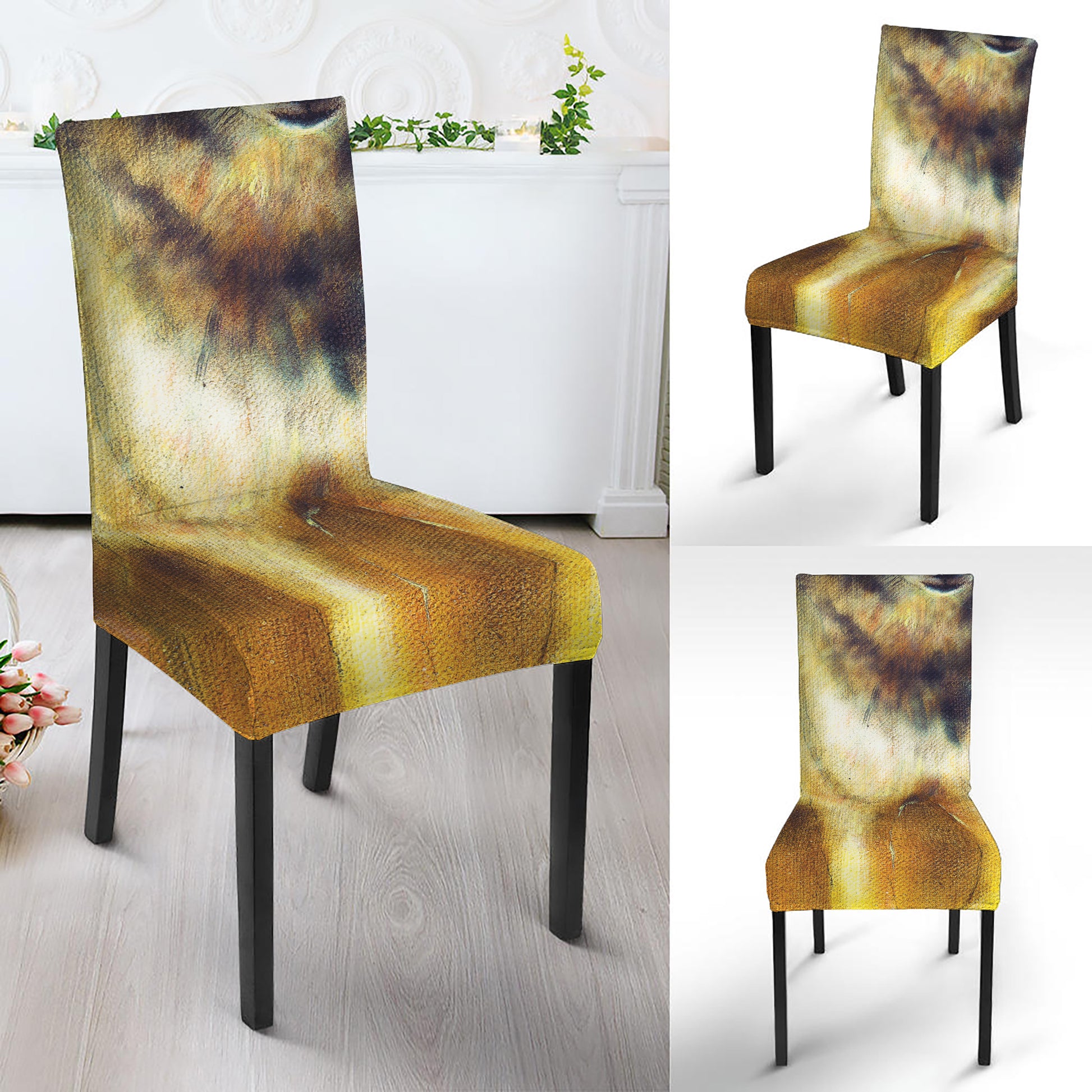 Cosmic Wolf Portrait Print Dining Chair Slipcover