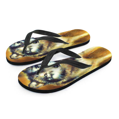 Cosmic Wolf Portrait Print Flip Flops