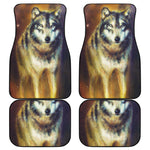 Cosmic Wolf Portrait Print Front and Back Car Floor Mats