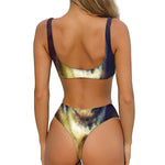 Cosmic Wolf Portrait Print Front Bow Tie Bikini