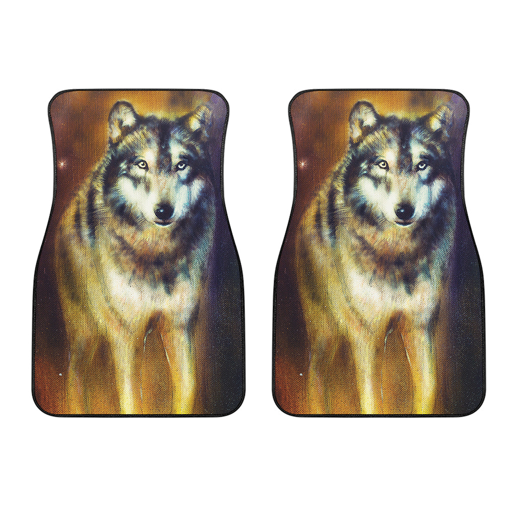 Cosmic Wolf Portrait Print Front Car Floor Mats