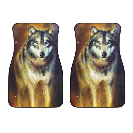 Cosmic Wolf Portrait Print Front Car Floor Mats