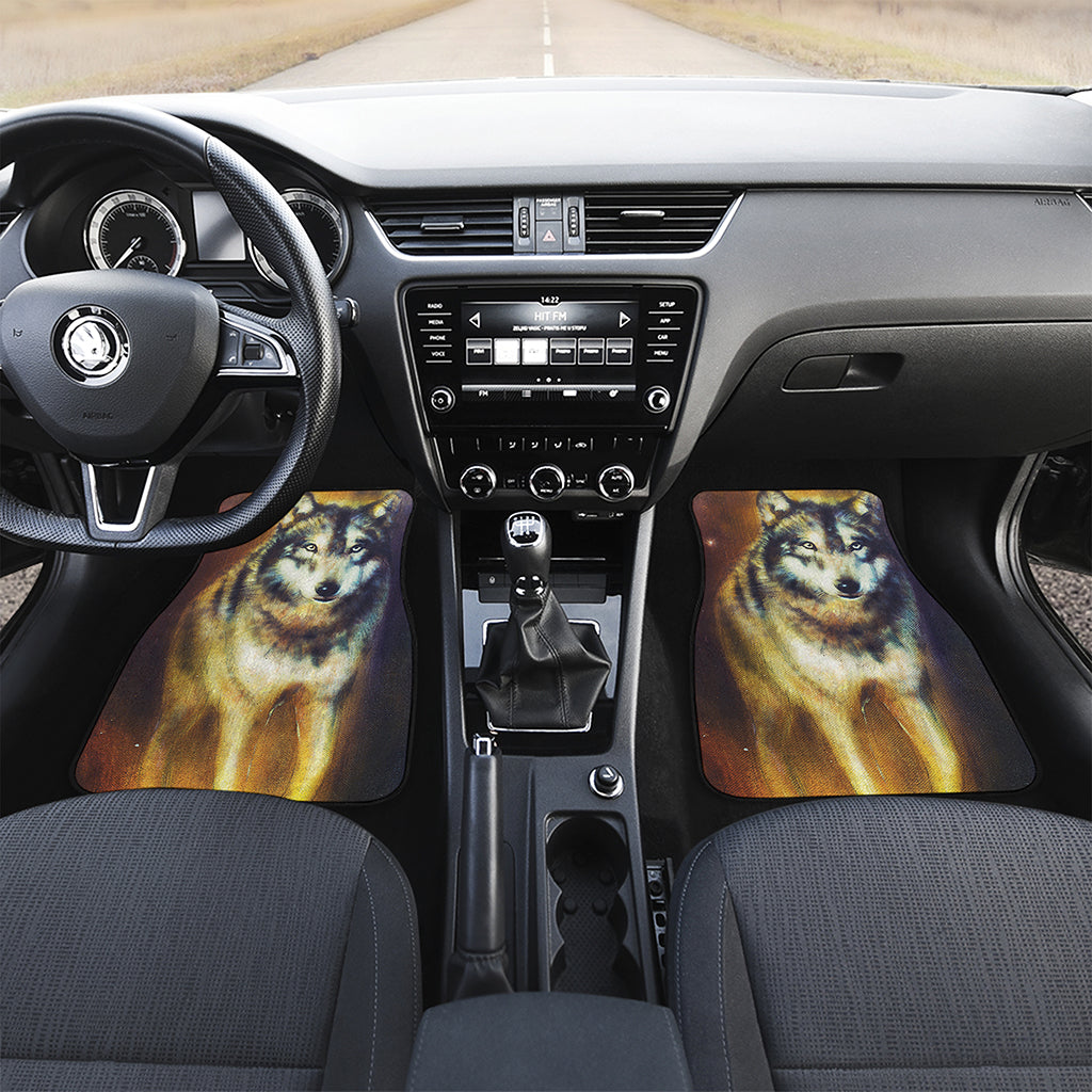 Cosmic Wolf Portrait Print Front Car Floor Mats