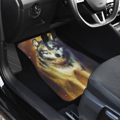 Cosmic Wolf Portrait Print Front Car Floor Mats