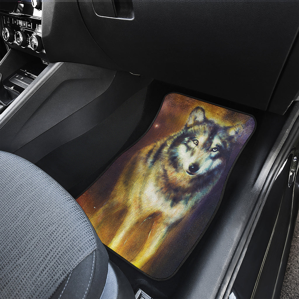 Cosmic Wolf Portrait Print Front Car Floor Mats