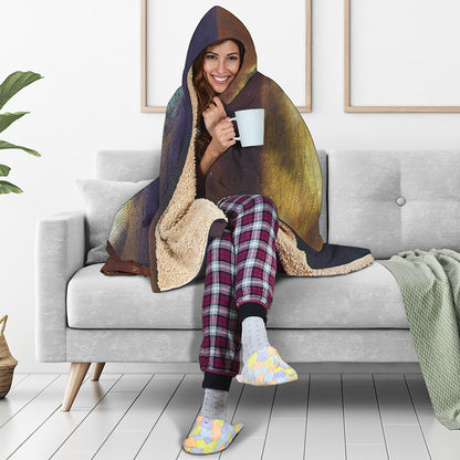 Cosmic Wolf Portrait Print Hooded Blanket
