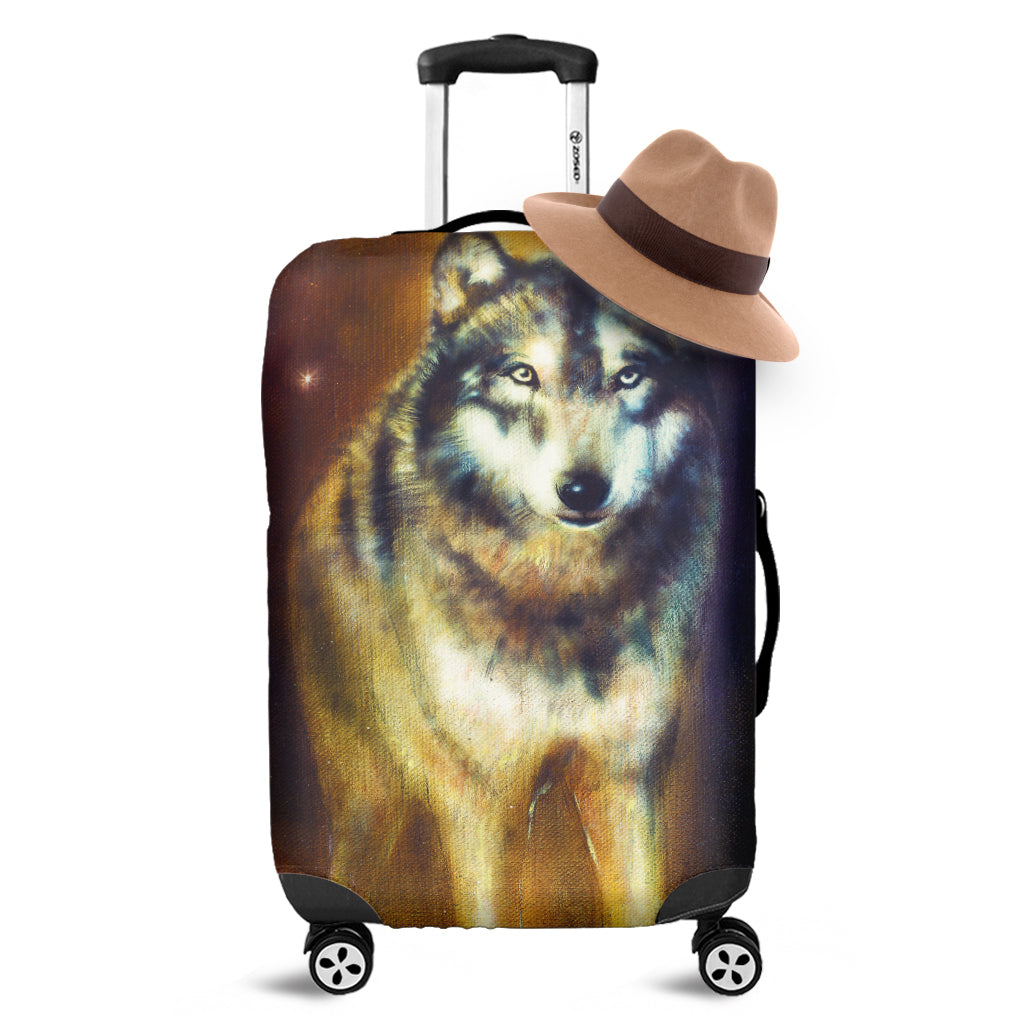 Cosmic Wolf Portrait Print Luggage Cover