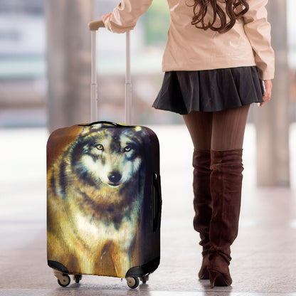 Cosmic Wolf Portrait Print Luggage Cover