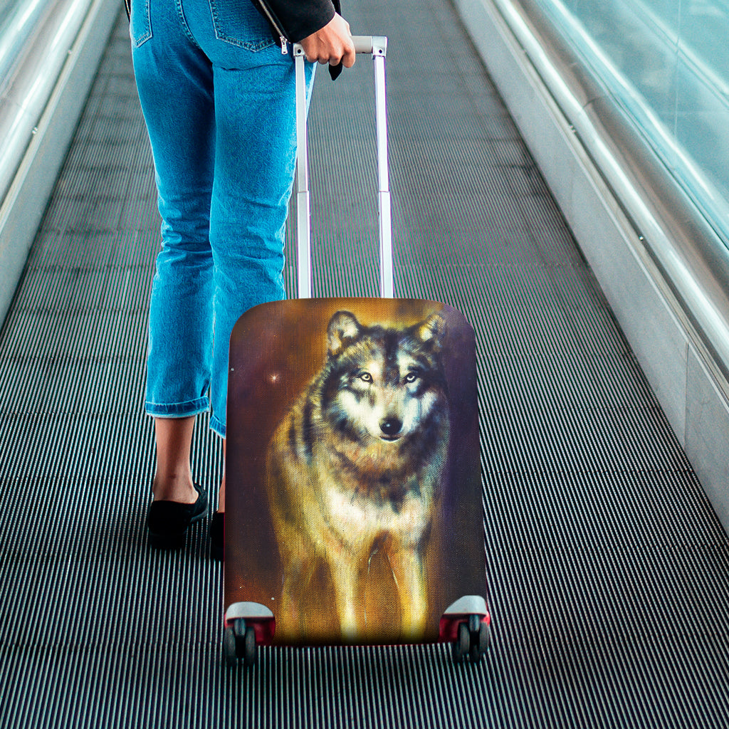 Cosmic Wolf Portrait Print Luggage Cover