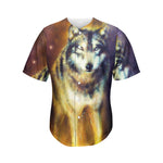 Cosmic Wolf Portrait Print Men's Baseball Jersey