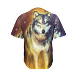 Cosmic Wolf Portrait Print Men's Baseball Jersey