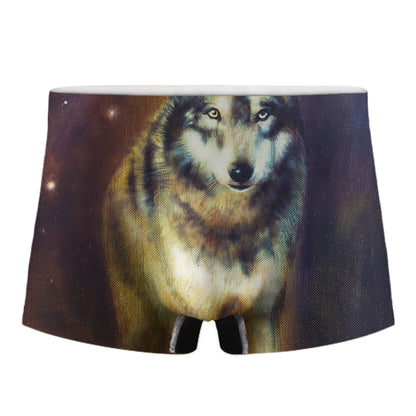 Cosmic Wolf Portrait Print Men's Boxer Briefs