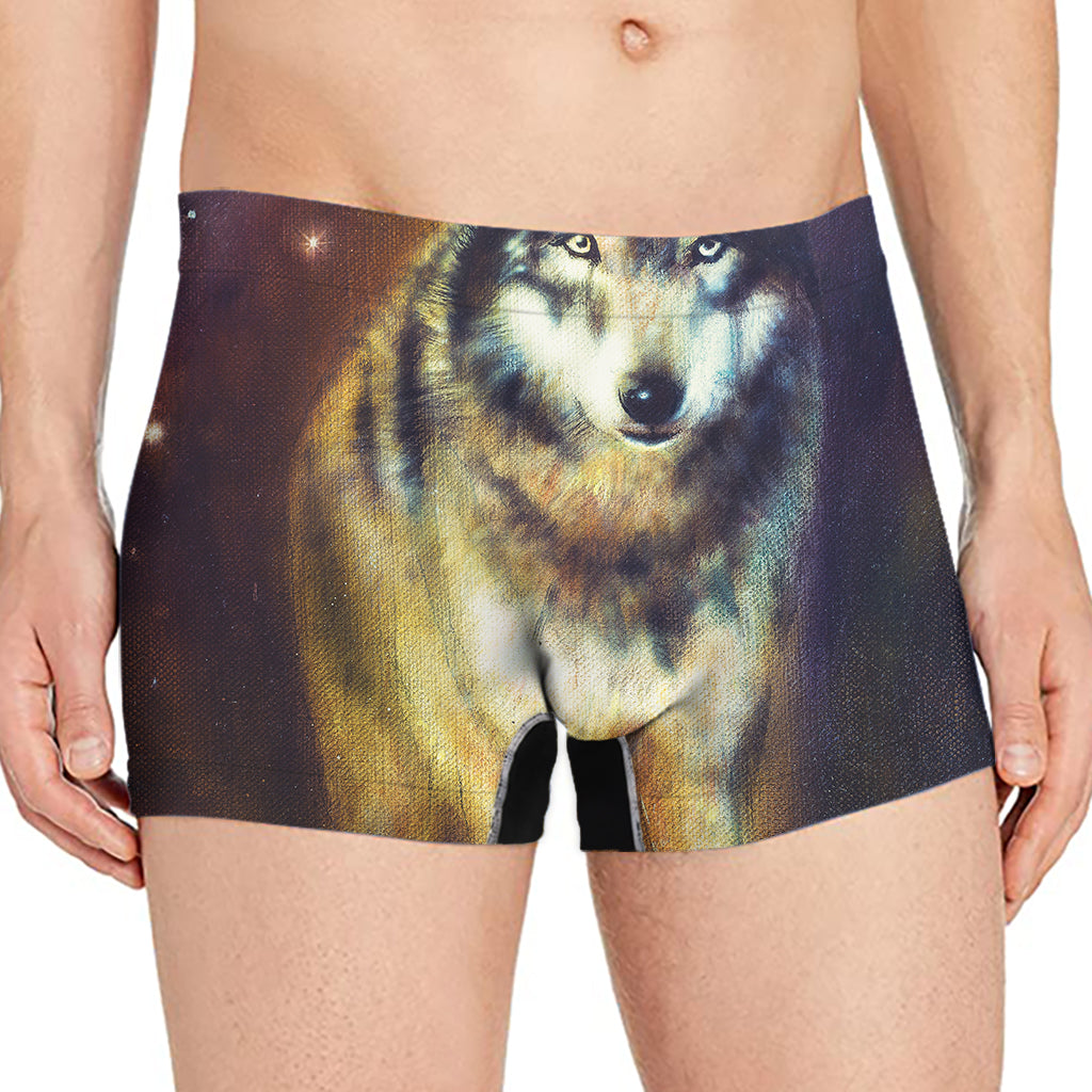 Men Wolf Print Boxer Brief